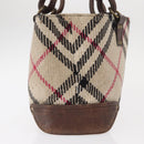 BURBERRY Nova Check Hand Bag Canvas Beige Auth 155496-5