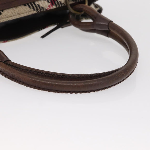 BURBERRY Nova Check Hand Bag Canvas Beige Auth 155496