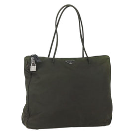 PRADA Tote Bag Nylon Green Silver Auth 155497