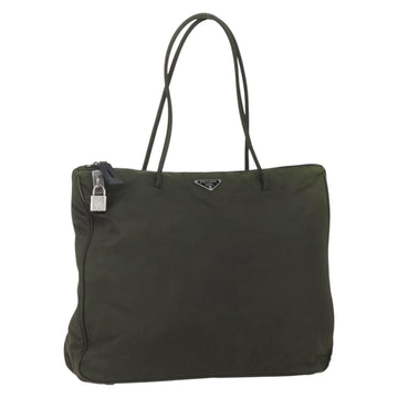 PRADA Tote Bag Nylon Green Silver Auth 155497