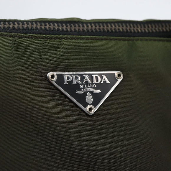 PRADA Tote Bag Nylon Green Silver Auth 155497