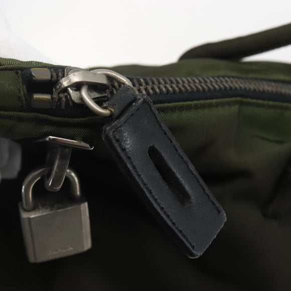 PRADA Tote Bag Nylon Green Silver Auth 155497