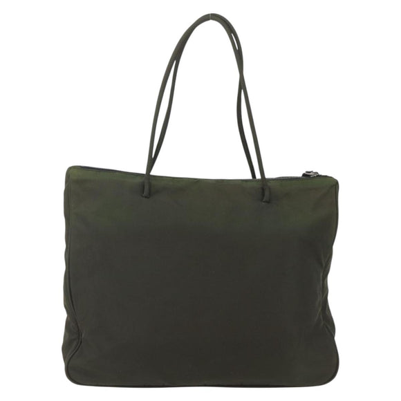 PRADA Tote Bag Nylon Green Silver Auth 155497