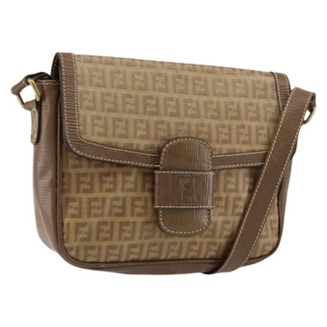 FENDI Zucchino Canvas Shoulder Bag Coated Canvas Beige Auth 155500