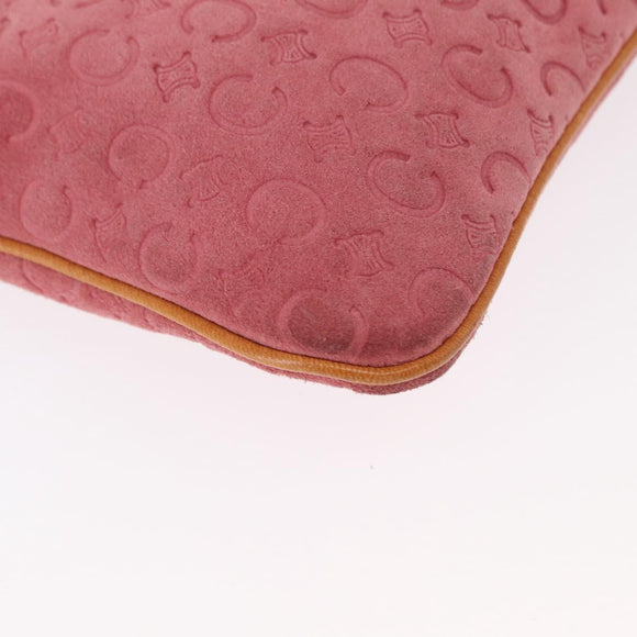 CELINE C Macadam Canvas Shoulder Bag Suede Pink Gold Auth 155501