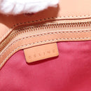 CELINE C Macadam Canvas Shoulder Bag Suede Pink Gold Auth 155501-17