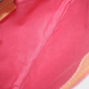 CELINE C Macadam Canvas Shoulder Bag Suede Pink Gold Auth 155501-10