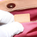 CELINE C Macadam Canvas Shoulder Bag Suede Pink Gold Auth 155501-12