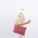 CELINE C Macadam Canvas Shoulder Bag Suede Pink Gold Auth 155501-21