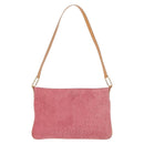 CELINE C Macadam Canvas Shoulder Bag Suede Pink Gold Auth 155501-2