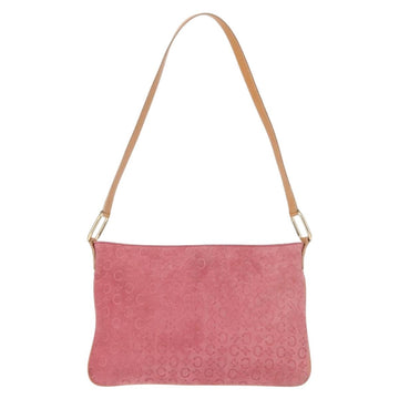 CELINE C Macadam Canvas Shoulder Bag Suede Pink Gold Auth 155501 - 0