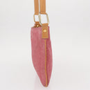 CELINE C Macadam Canvas Shoulder Bag Suede Pink Gold Auth 155501-4