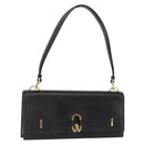 GUCCI Shoulder Bag Leather Black Gold 001 4045 Auth 155502-1