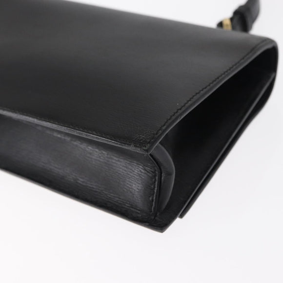 GUCCI Shoulder Bag Leather Black Gold 001 4045 Auth 155502