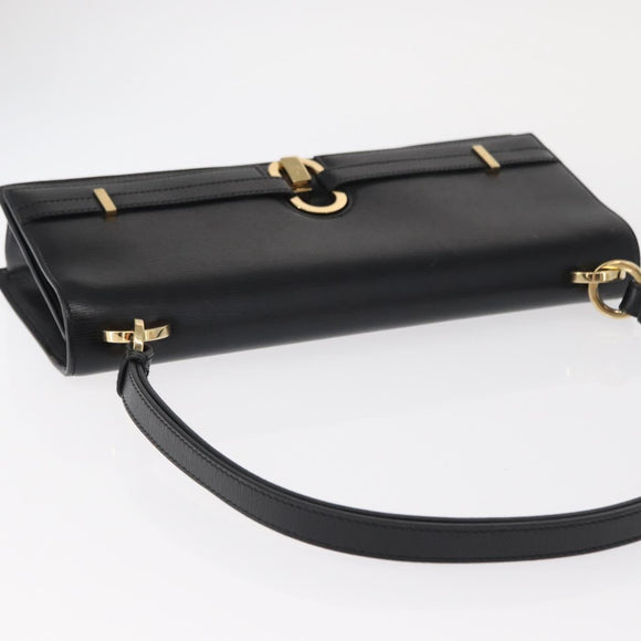 GUCCI Shoulder Bag Leather Black Gold 001 4045 Auth 155502