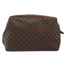 CELINE Macadam Canvas Pouch PVC Leather Brown Gold Auth 155503-2