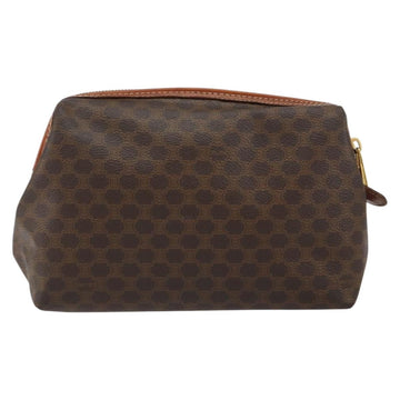 CELINE Macadam Canvas Pouch PVC Leather Brown Gold Auth 155503 - 0