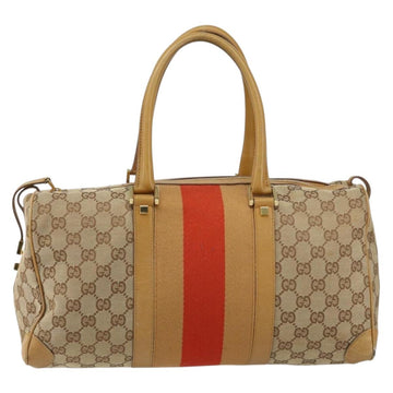 GUCCI GG Canvas Sherry Line Hand Bag Beige Gold 000 0846 Auth 155543 - 0
