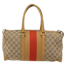 GUCCI GG Canvas Sherry Line Hand Bag Beige Gold 000 0846 Auth 155543-3