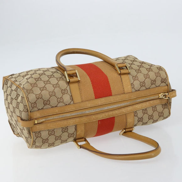 GUCCI GG Canvas Sherry Line Hand Bag Beige Gold 000 0846 Auth 155543