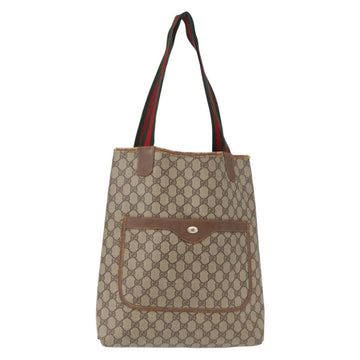 GUCCI GG Supreme Web Sherry Line Tote Bag PVC Beige Gold 39 02 003 Auth 155545