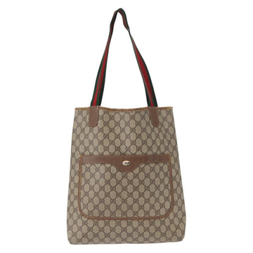GUCCI GG Supreme Web Sherry Line Tote Bag PVC Beige Gold 39 02 003 Auth 155545 - 0