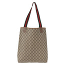 GUCCI GG Supreme Web Sherry Line Tote Bag PVC Beige Gold 39 02 003 Auth 155545-3