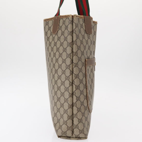 GUCCI GG Supreme Web Sherry Line Tote Bag PVC Beige Gold 39 02 003 Auth 155545