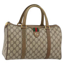 GUCCI GG Supreme Web Sherry Line Boston Bag PVC Beige 116 02 007 Auth 155547-1