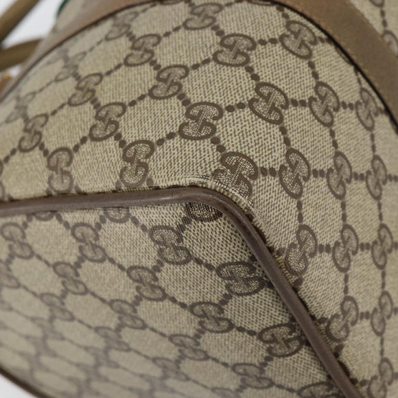 GUCCI GG Supreme Web Sherry Line Boston Bag PVC Beige 116 02 007 Auth 155547