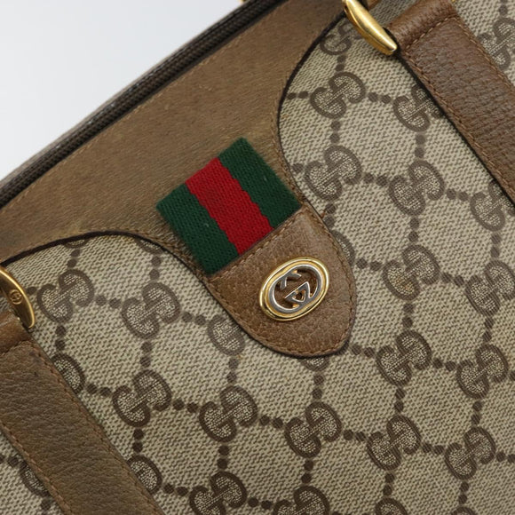 GUCCI GG Supreme Web Sherry Line Boston Bag PVC Beige 116 02 007 Auth 155547