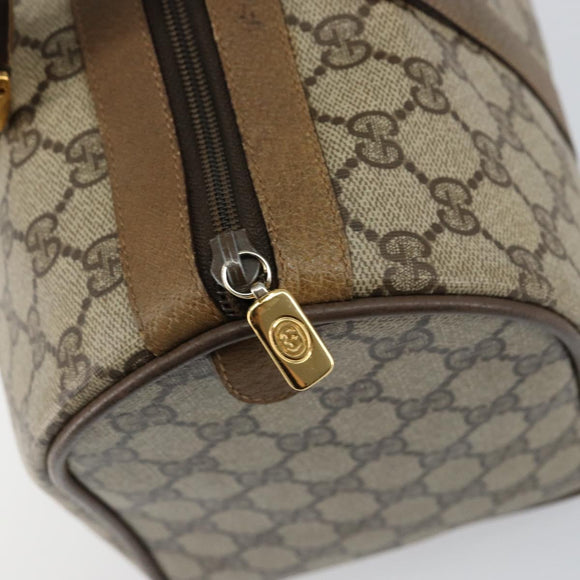 GUCCI GG Supreme Web Sherry Line Boston Bag PVC Beige 116 02 007 Auth 155547