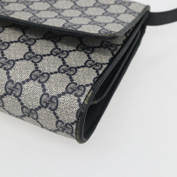 GUCCI GG Supreme Sherry Line Shoulder Bag PVC Red Navy Auth 155552