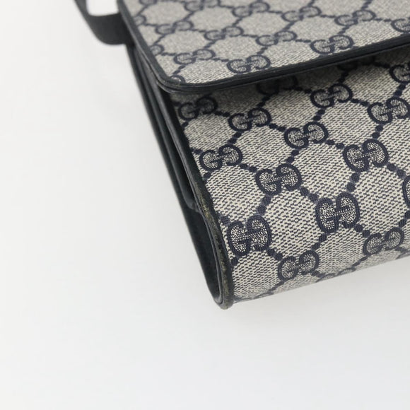 GUCCI GG Supreme Sherry Line Shoulder Bag PVC Red Navy Auth 155552