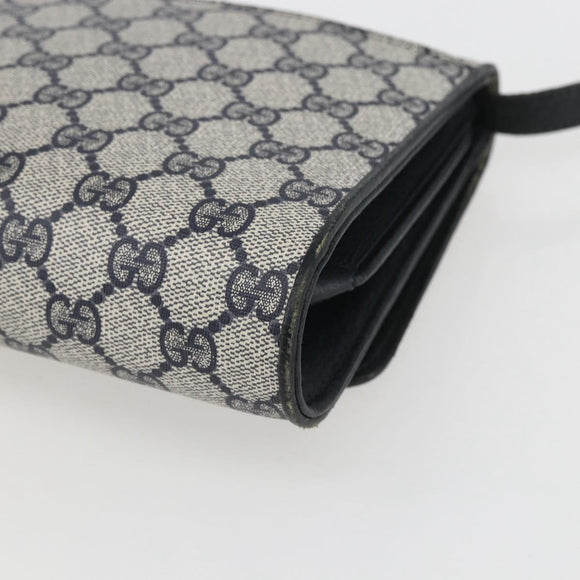 GUCCI GG Supreme Sherry Line Shoulder Bag PVC Red Navy Auth 155552