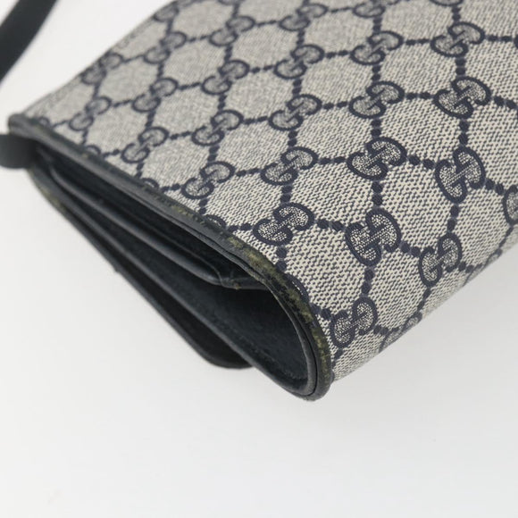 GUCCI GG Supreme Sherry Line Shoulder Bag PVC Red Navy Auth 155552