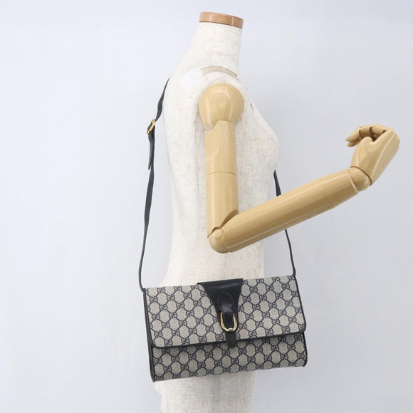 GUCCI GG Supreme Sherry Line Shoulder Bag PVC Red Navy Auth 155552