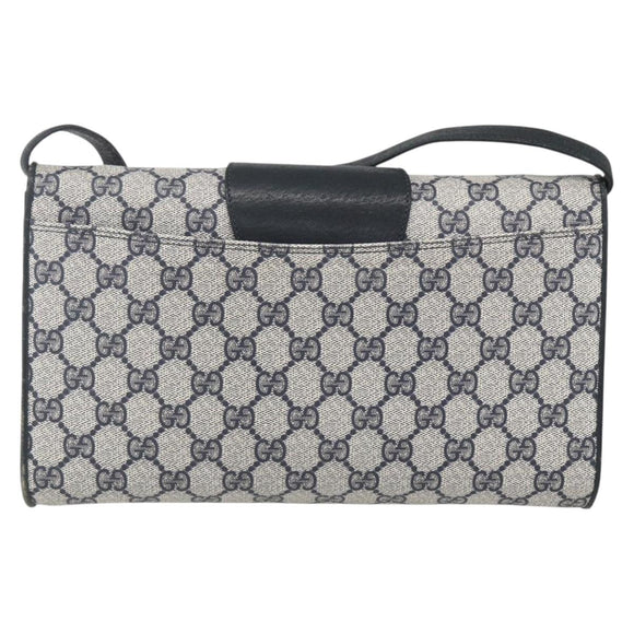 GUCCI GG Supreme Sherry Line Shoulder Bag PVC Red Navy Auth 155552