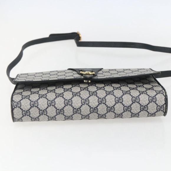 GUCCI GG Supreme Sherry Line Shoulder Bag PVC Red Navy Auth 155552