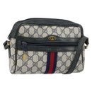 GUCCI GG Supreme Sherry Line Shoulder Bag PVC Navy Gold 010 378 Auth 155553-1