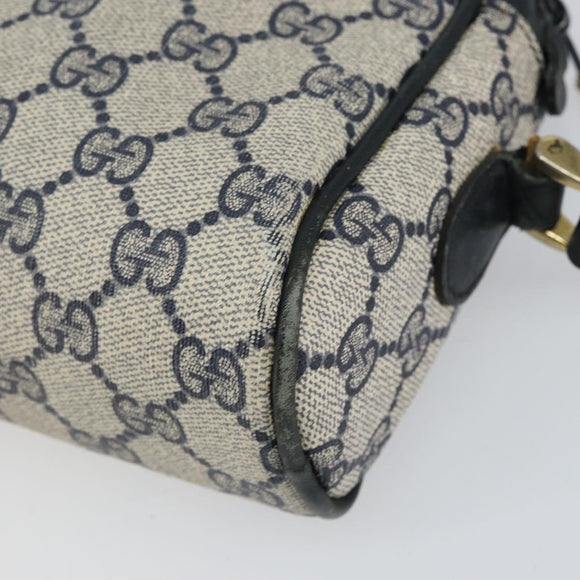 GUCCI GG Supreme Sherry Line Shoulder Bag PVC Navy Gold 010 378 Auth 155553