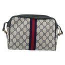 GUCCI GG Supreme Sherry Line Shoulder Bag PVC Navy Gold 010 378 Auth 155553-3