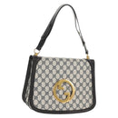 GUCCI Interlocking GG Supreme Shoulder Bag PVC Navy Gold Auth 155554V-26