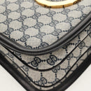 GUCCI Interlocking GG Supreme Shoulder Bag PVC Navy Gold Auth 155554V-10