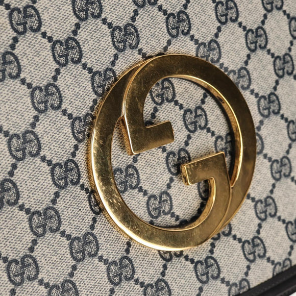 GUCCI Interlocking GG Supreme Shoulder Bag PVC Navy Gold Auth 155554V