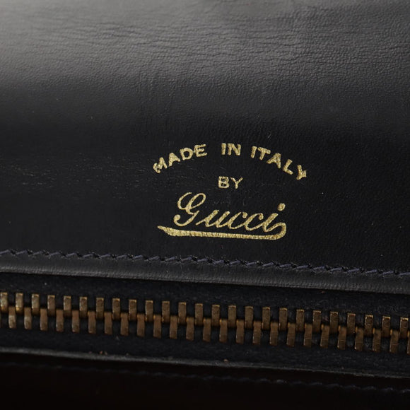 GUCCI Interlocking GG Supreme Shoulder Bag PVC Navy Gold Auth 155554V