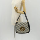 GUCCI Interlocking GG Supreme Shoulder Bag PVC Navy Gold Auth 155554V-24