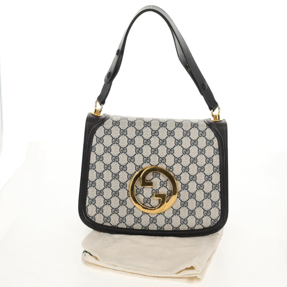 GUCCI Interlocking GG Supreme Shoulder Bag PVC Navy Gold Auth 155554V