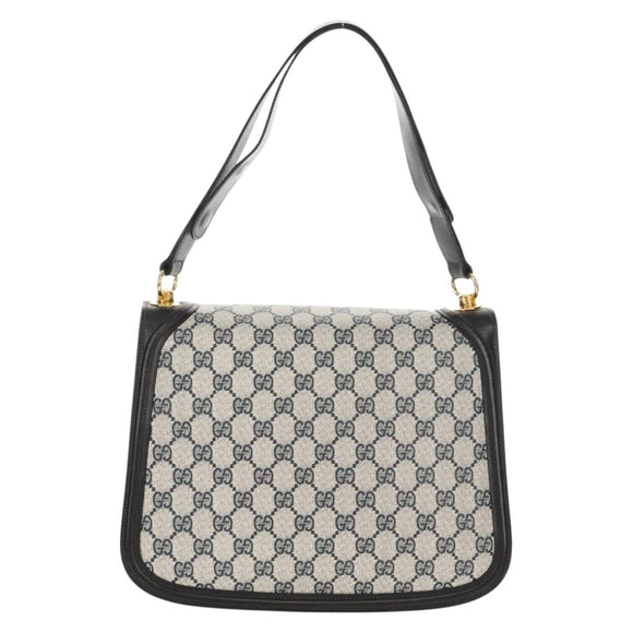 GUCCI Interlocking GG Supreme Shoulder Bag PVC Navy Gold Auth 155554V