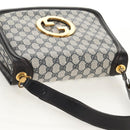 GUCCI Interlocking GG Supreme Shoulder Bag PVC Navy Gold Auth 155554V-6
